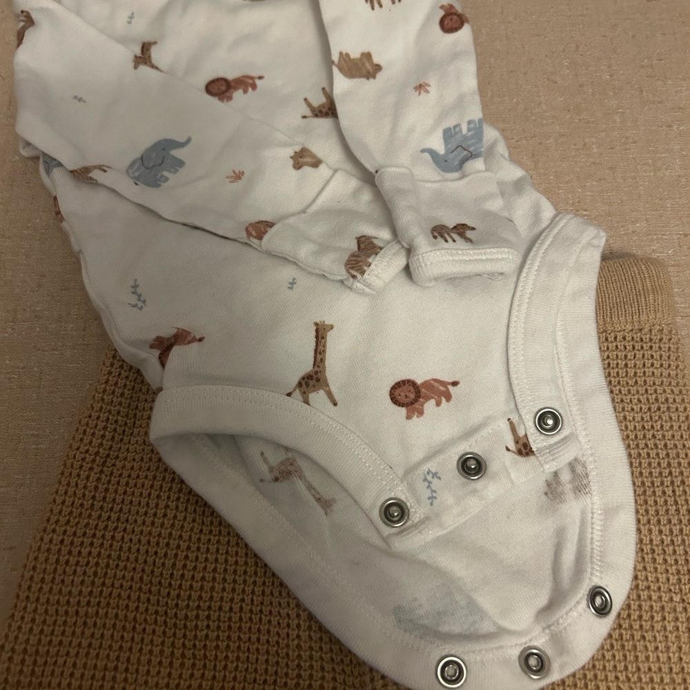 Carter's White and Tan Animal Print Kids Matching Set